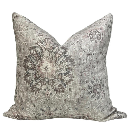Bohemian Floral Throw Pillow, Vintage-Inspired Floral Linen Pillow Cover, Rustic Floral Cushion Cover, Shanaya Dove Pillow Cover