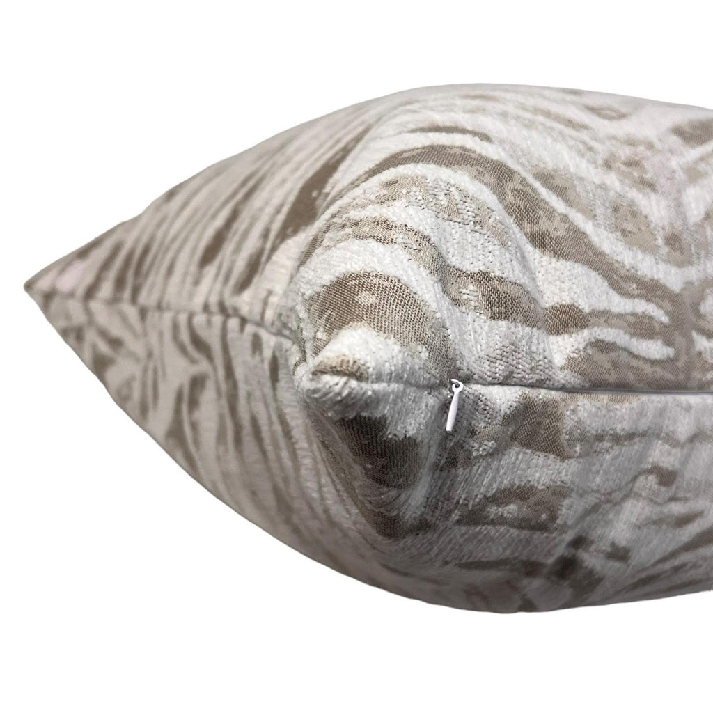 Neutral Zebra Print Pillow Cover, Beige Safari Cushion, Handmade in USA