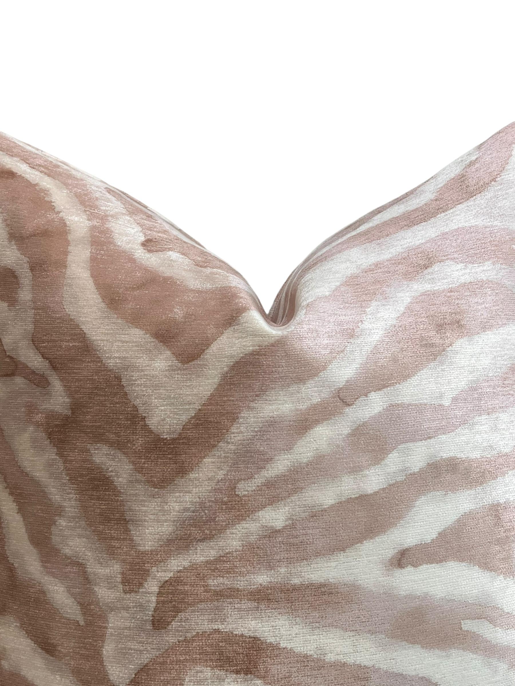 Blush Zebra Print Pillow Cover, Safari Home Decor