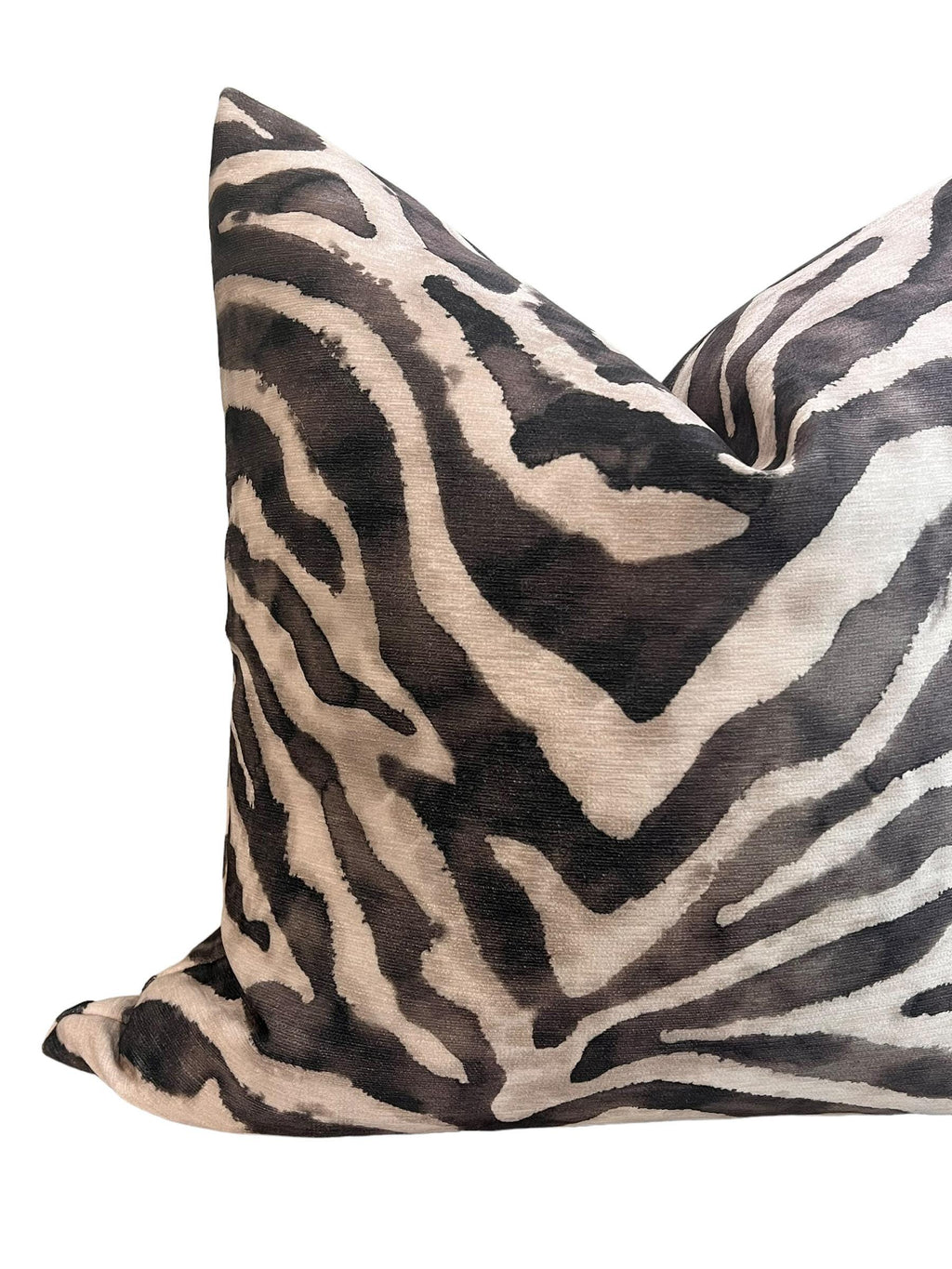 Handmade Beige Zebra Print Pillow Cover, Safari Decor