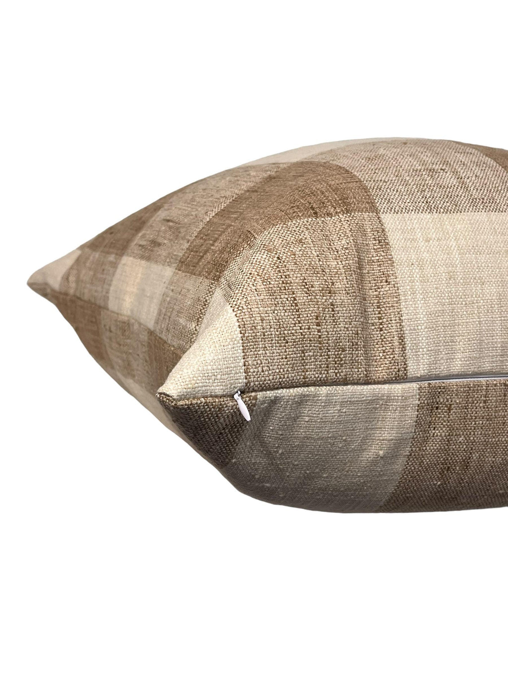 Handmade White and Tan Buffalo Check Pillow Cover, Rustic Plaid Throw Pillow