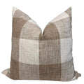Handmade White and Tan Buffalo Check Pillow Cover, Rustic Plaid Throw Pillow