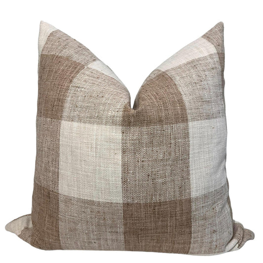 White and Tan Plaid Pillow Cover, Buffalo Check Pillow Cover, Rustic Plaid Throw Pillow, White-Tan Checkered Pillow Cover, Check Please