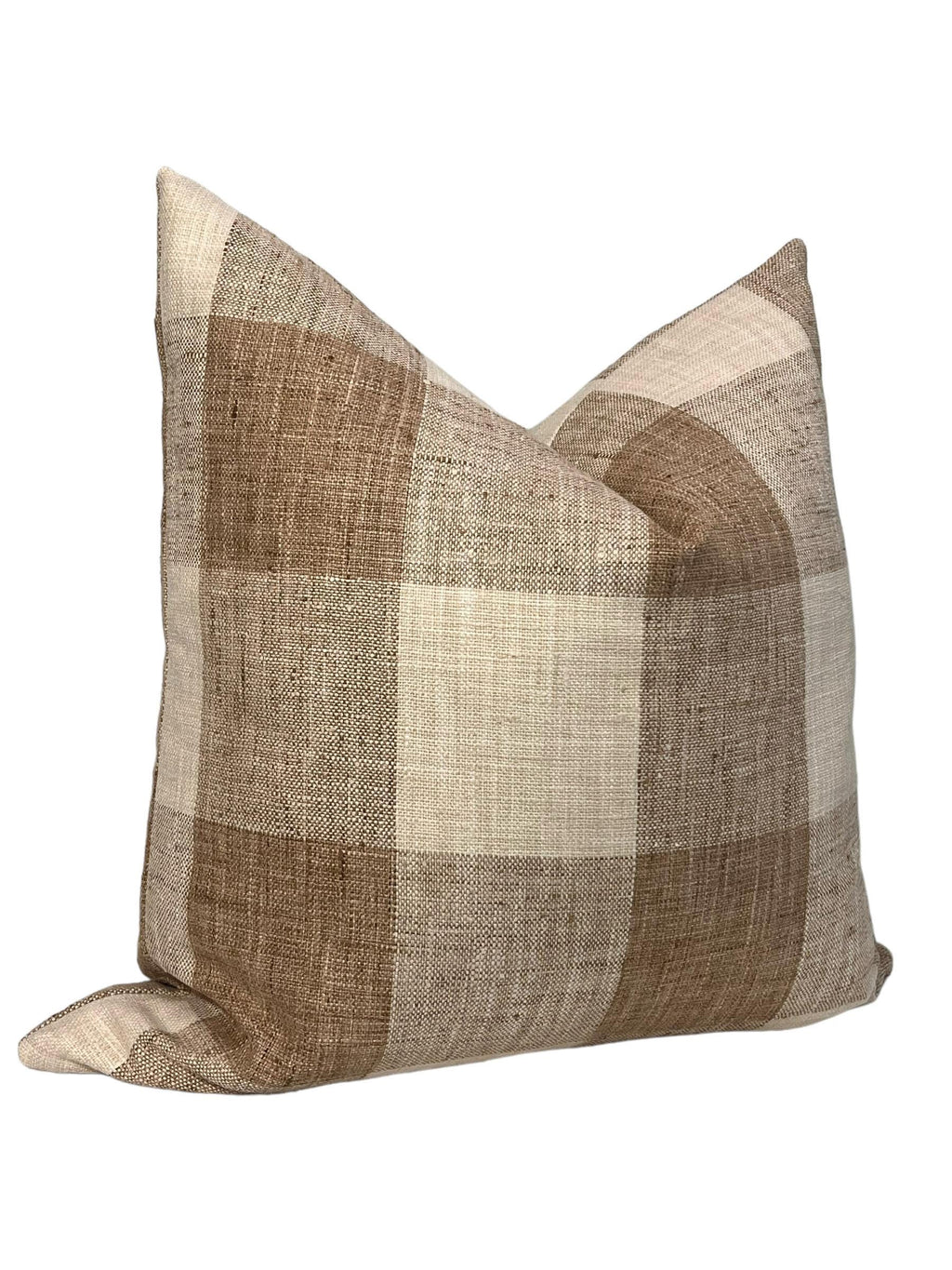 Handmade White and Tan Buffalo Check Pillow Cover, Rustic Plaid Throw Pillow