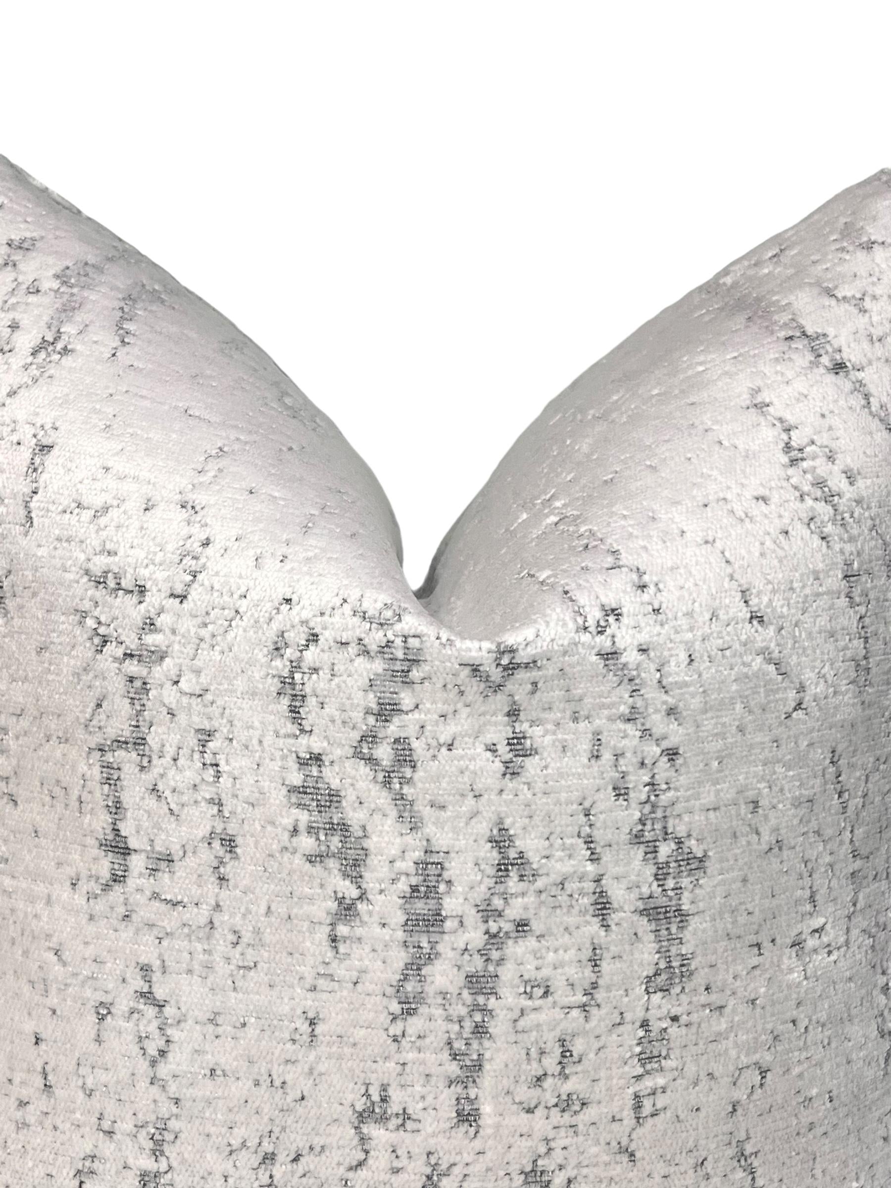 Silver Velvet Pillow Cover, Distressed Gray Metallic Texture, Handmade