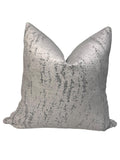 Silver Velvet Pillow Cover, Distressed Gray Metallic Texture, Handmade