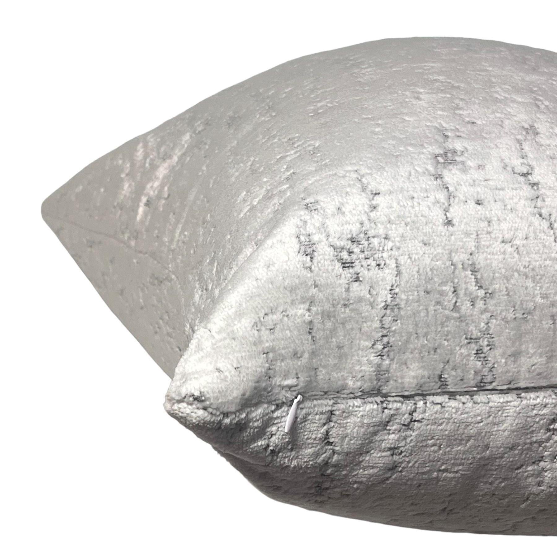 Silver Velvet Pillow Cover, Distressed Gray Metallic Texture, Handmade