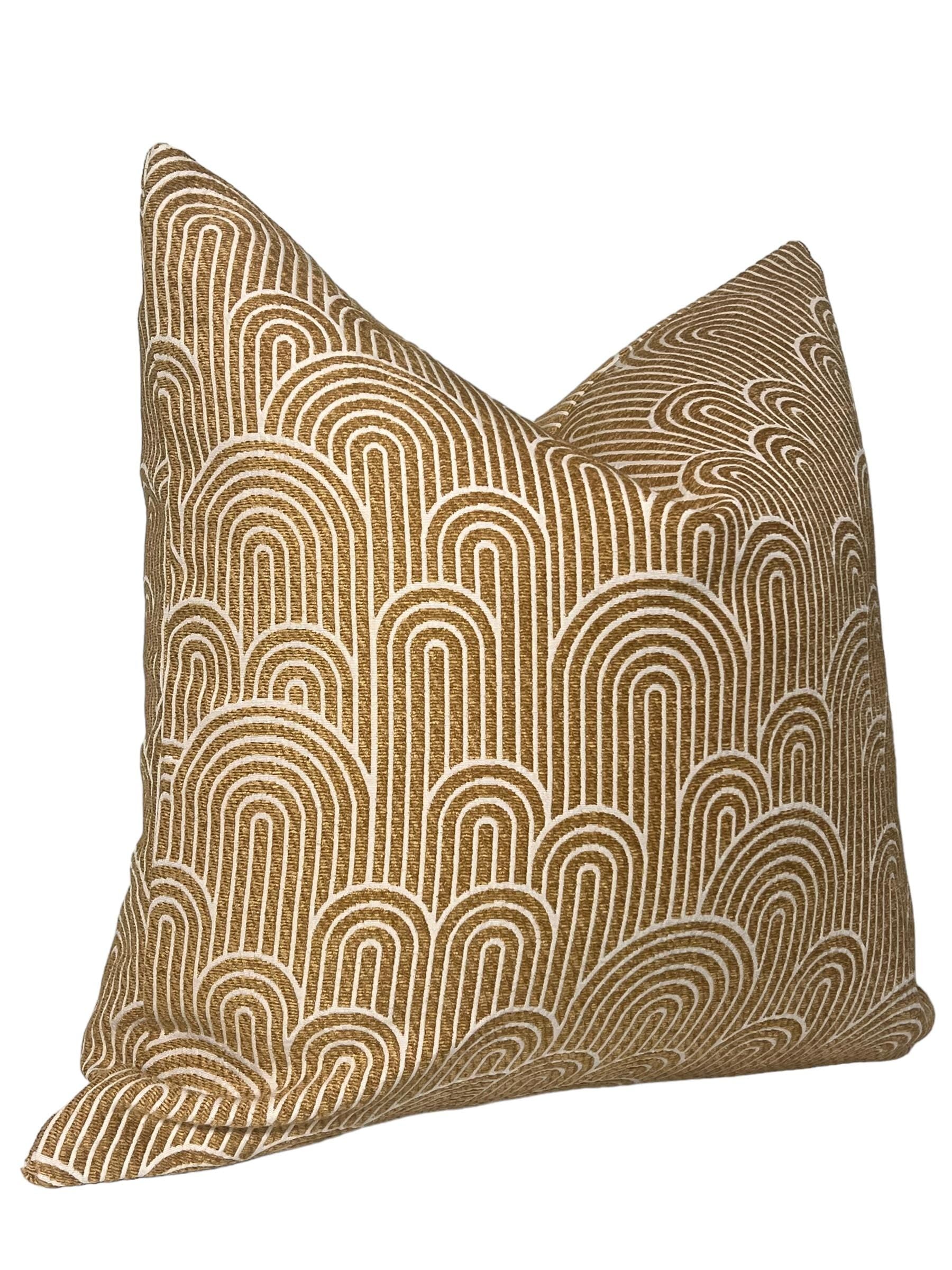 Gold Geometric Arch Pillow Cover, Art Deco Linen Cushion