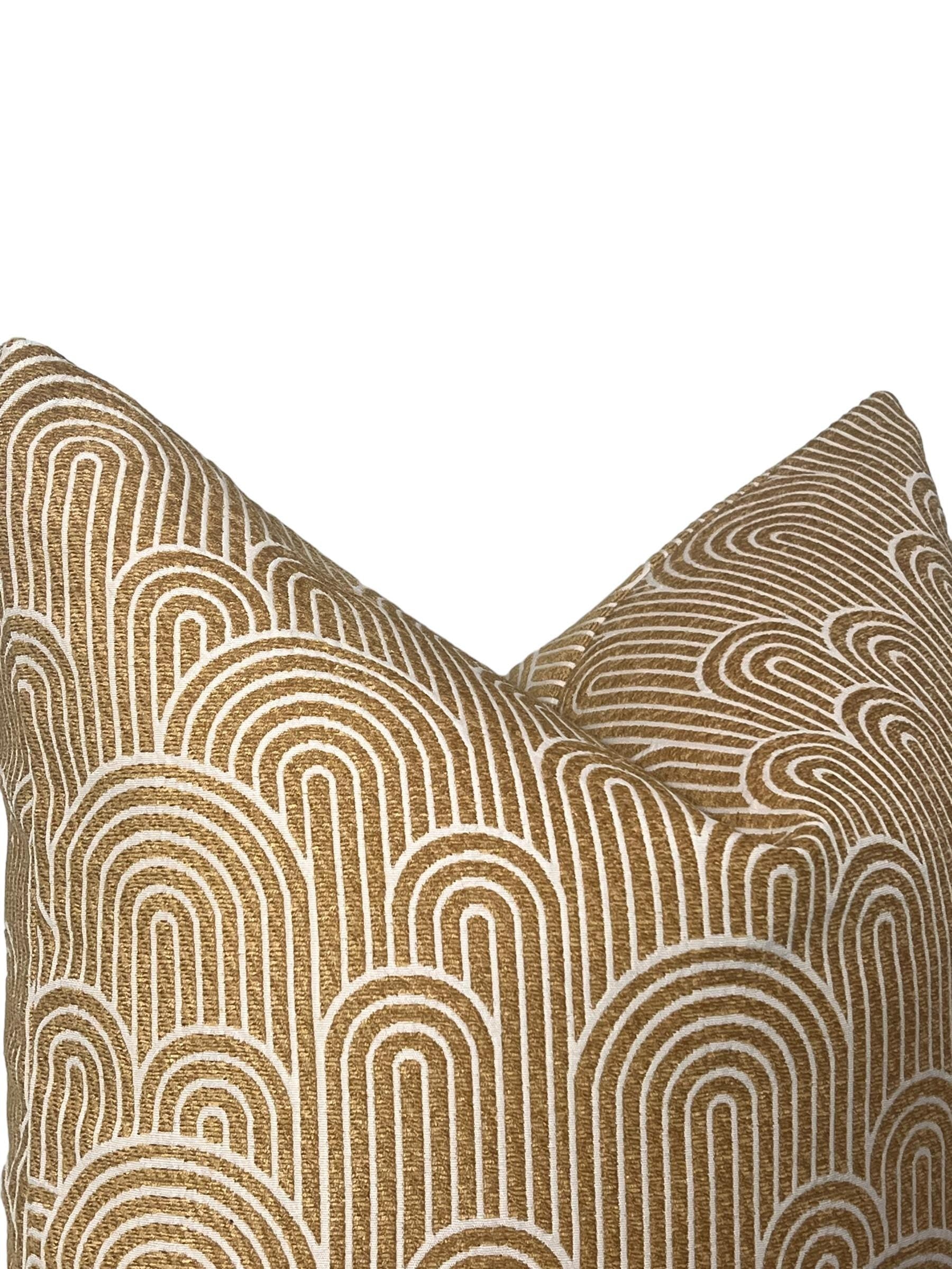 Gold Geometric Arch Pillow Cover, Art Deco Linen Cushion