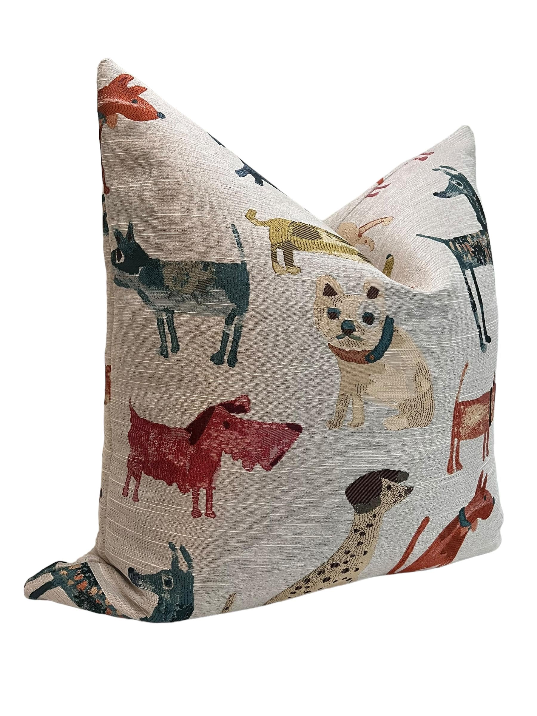 Colorful Dog Print Pillow Cover, Whimsical Dog Pattern Pillow Cover, Dog Lover Pillow Cover, Dog Themed Decorative Pillow Cover, Dog Lovers