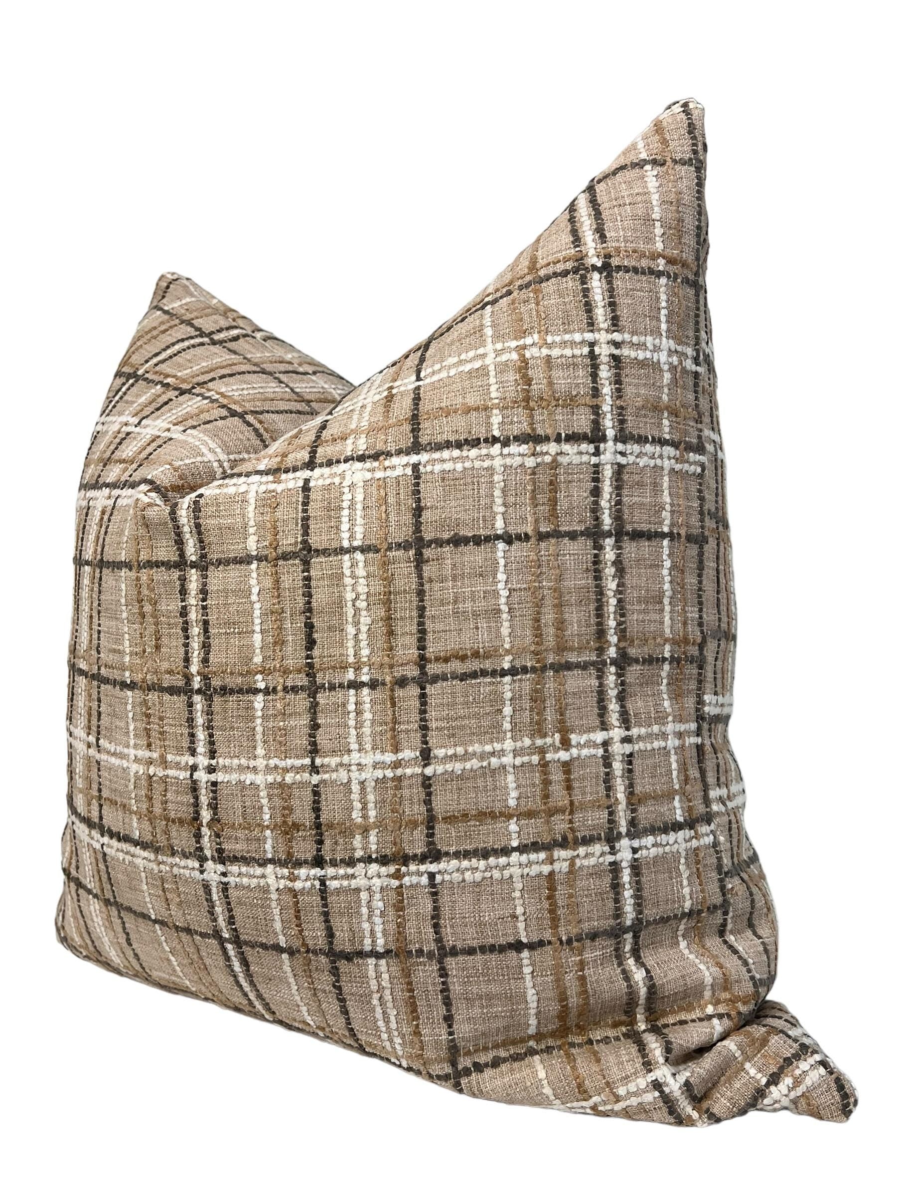Rustic Brown Plaid Pillow Cover, Farmhouse Cottage Decor
