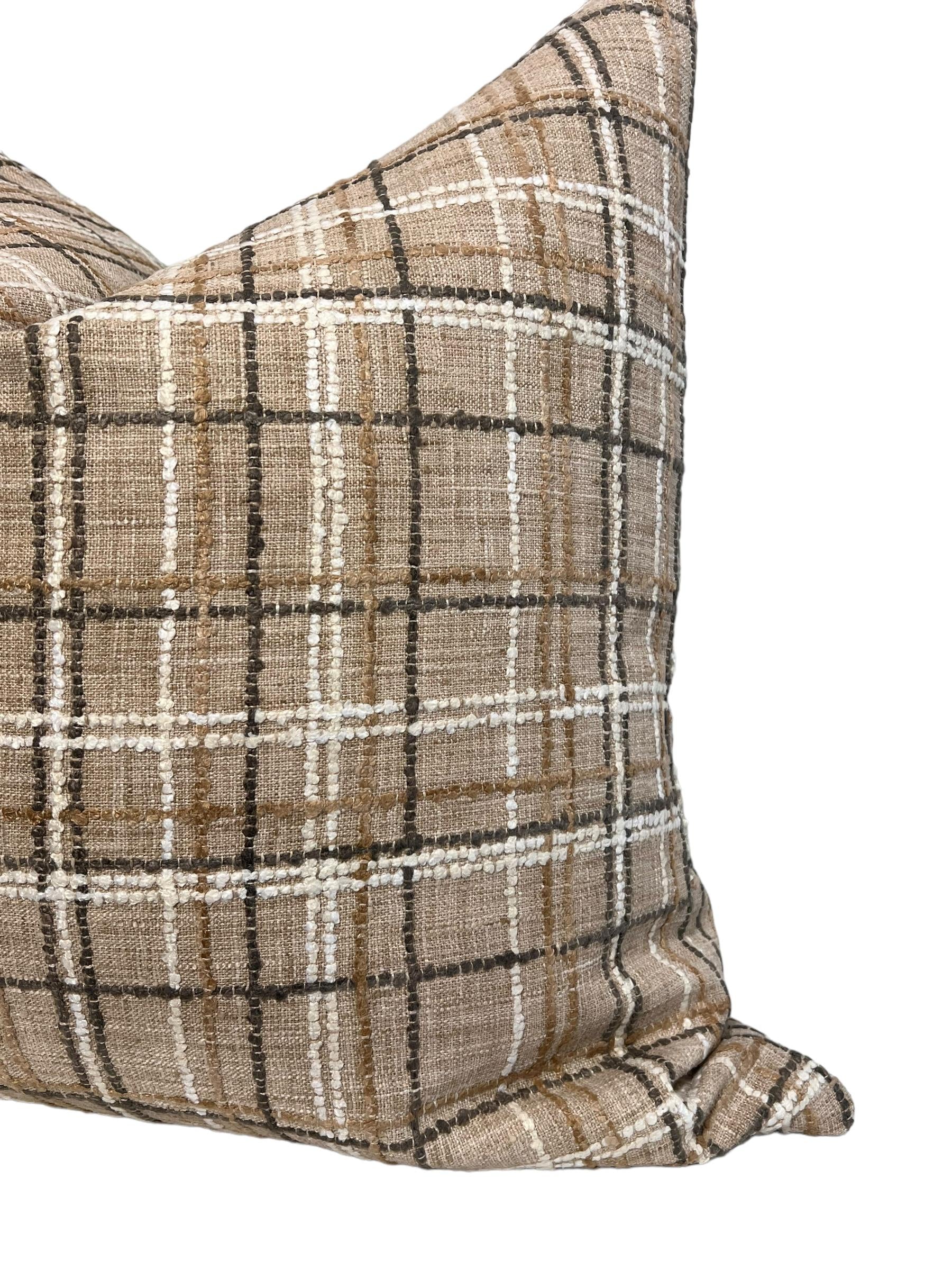 Rustic Brown Plaid Pillow Cover, Farmhouse Cottage Decor