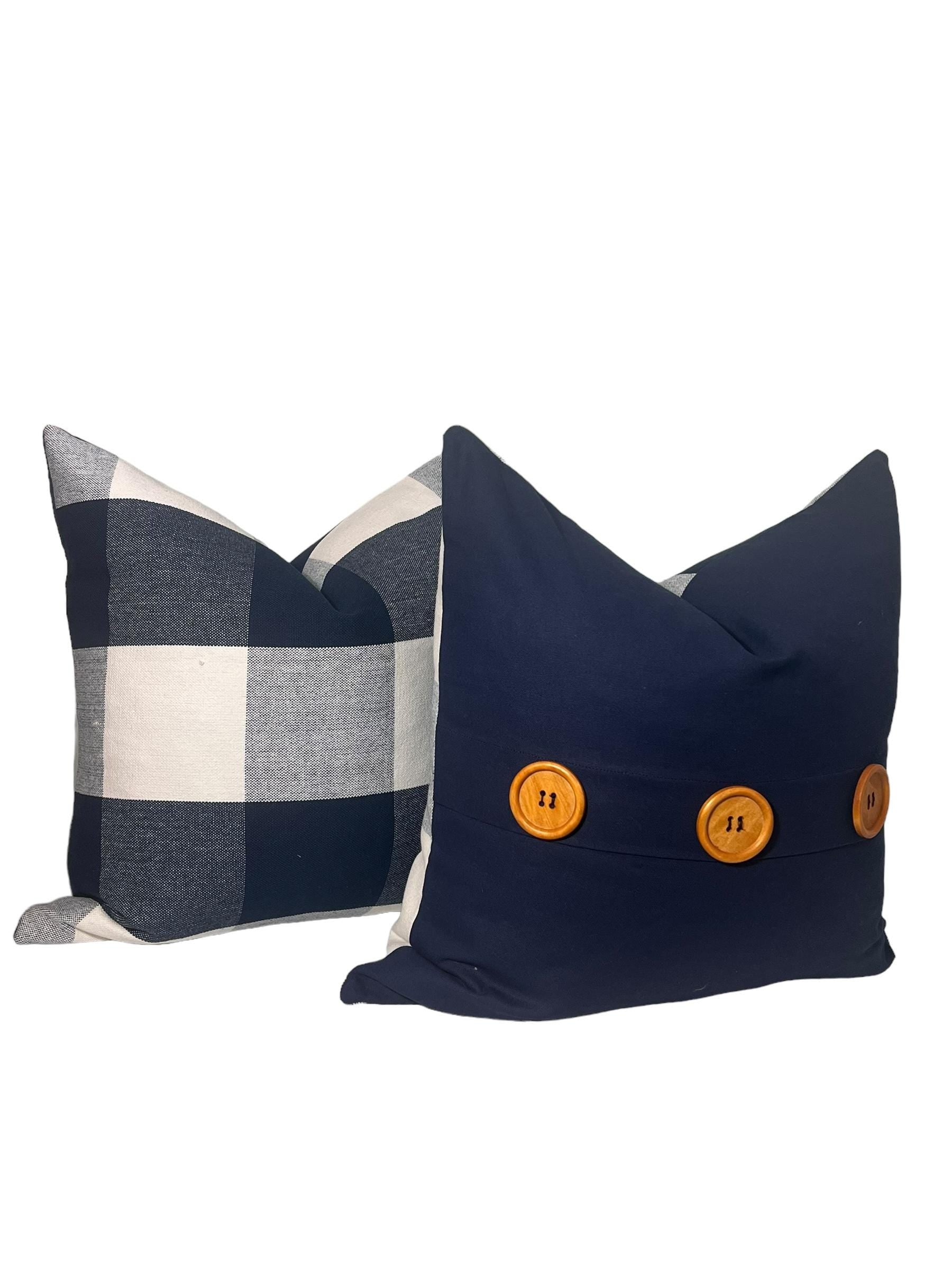 Navy and White Buffalo Check Pillow Cover, Farmhouse Decor