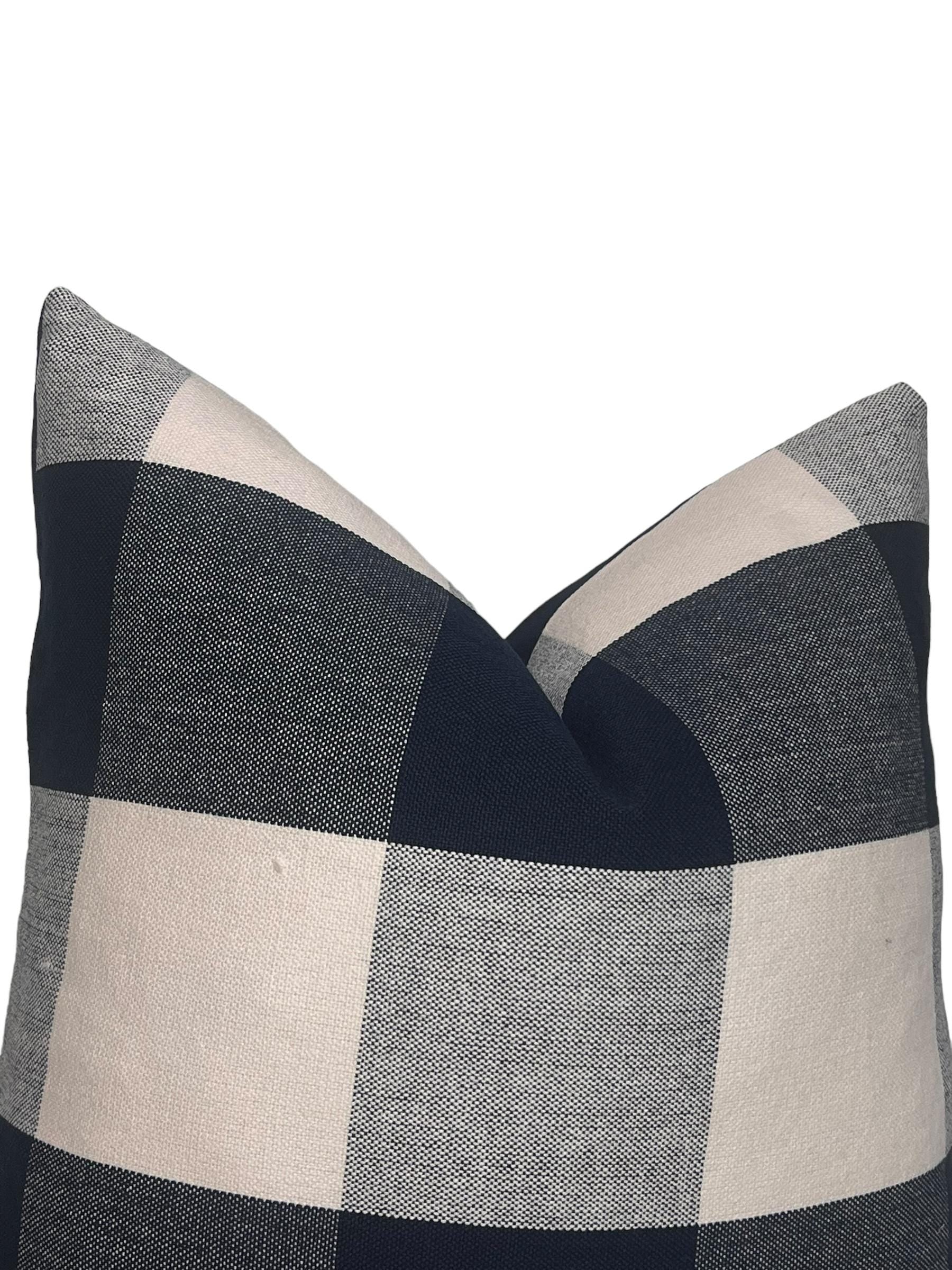 Navy and White Buffalo Check Pillow Cover, Farmhouse Decor