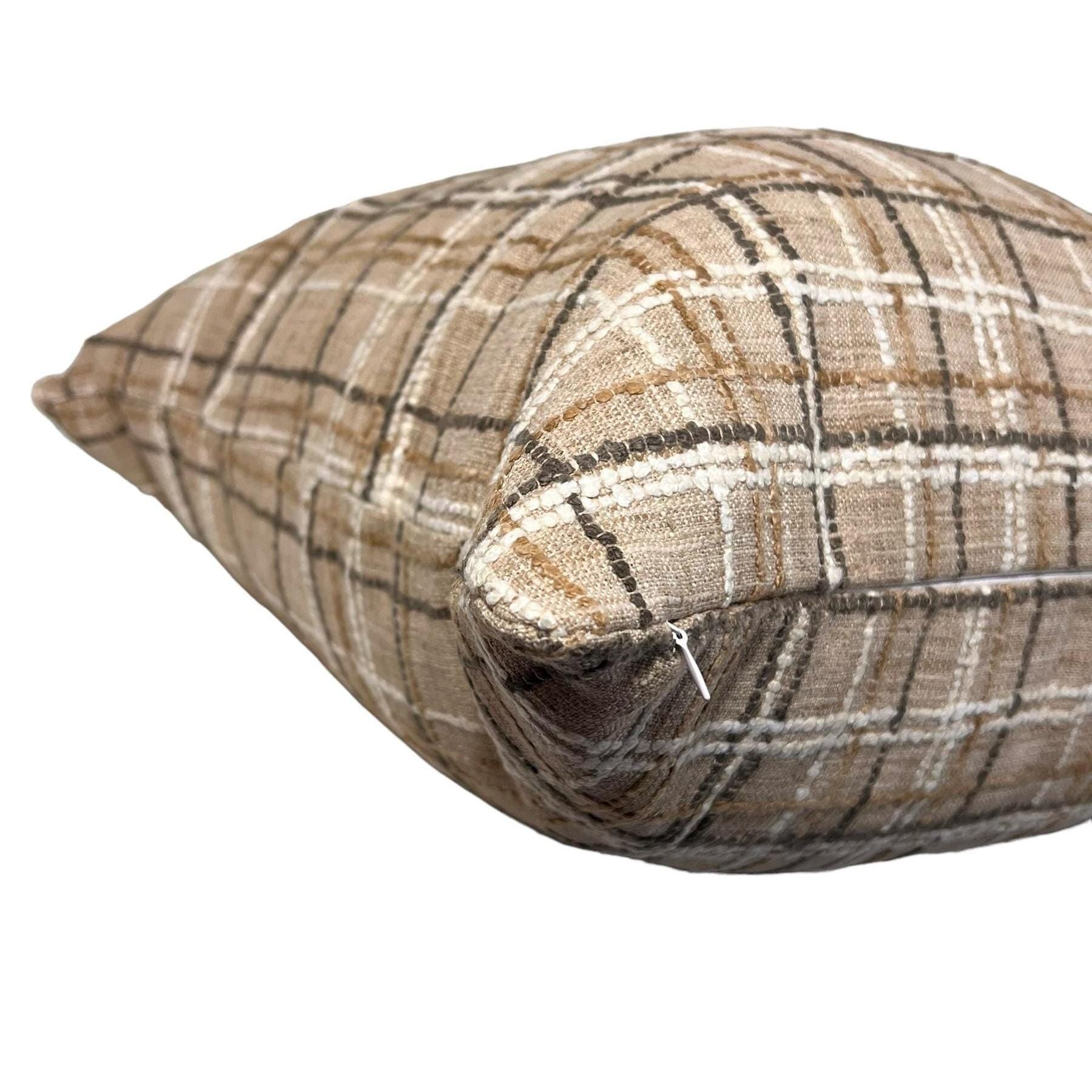 Rustic Brown Plaid Pillow Cover, Farmhouse Cottage Decor