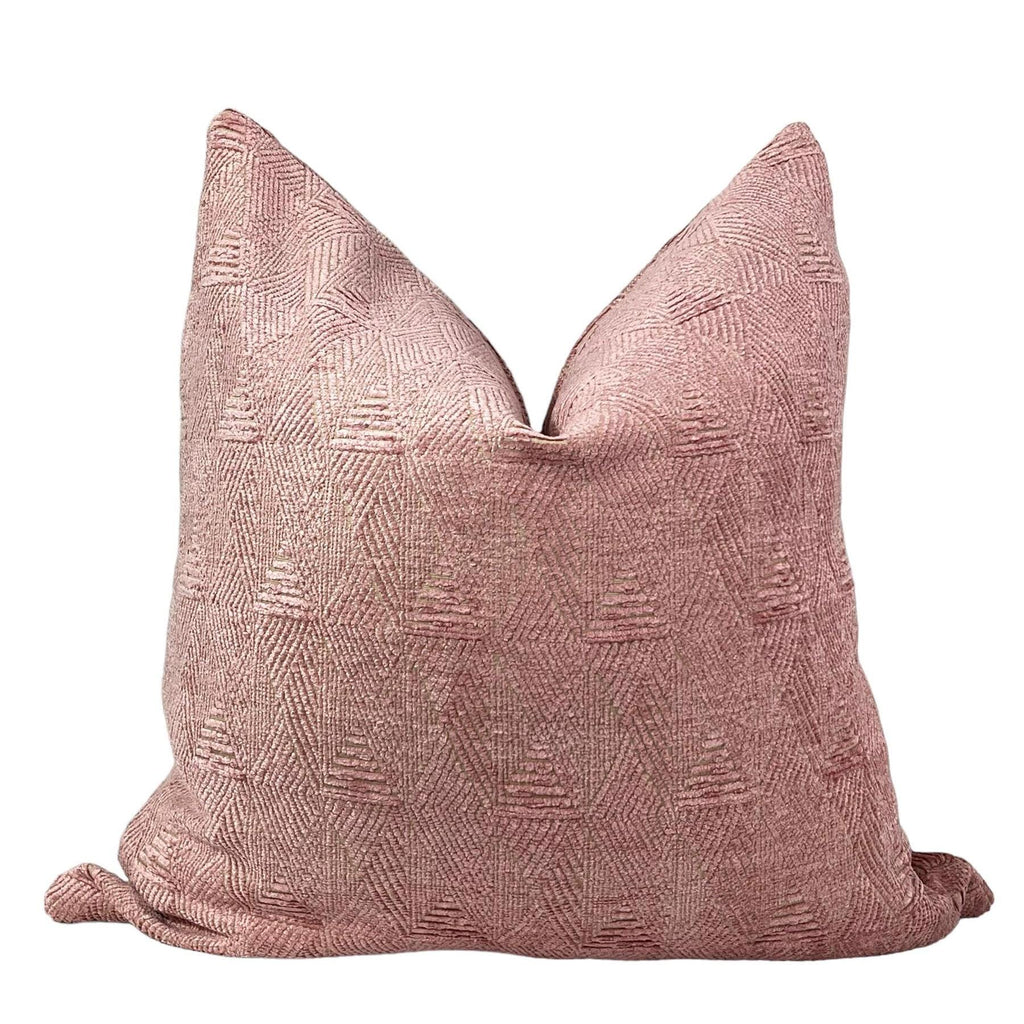Blush Pink Geometric Pillow Cover, Textured Velvet Cushion, Geometric Velvet Cushion, Modern Pink Throw Pillow, Soft Pink Throw Pillow