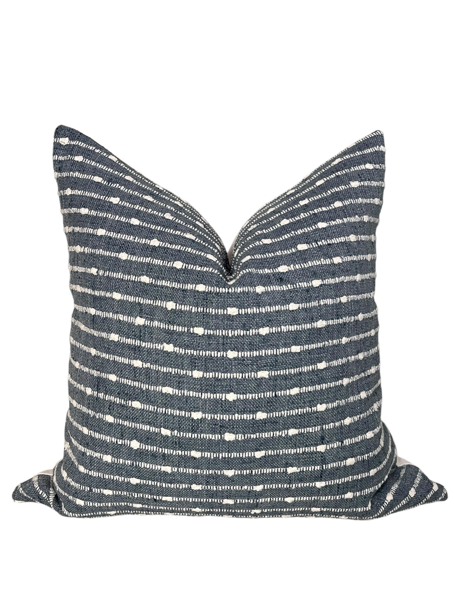 Floral and Striped Pillow Cover Set, Bouclé Accent Pillows, Handmade in USA