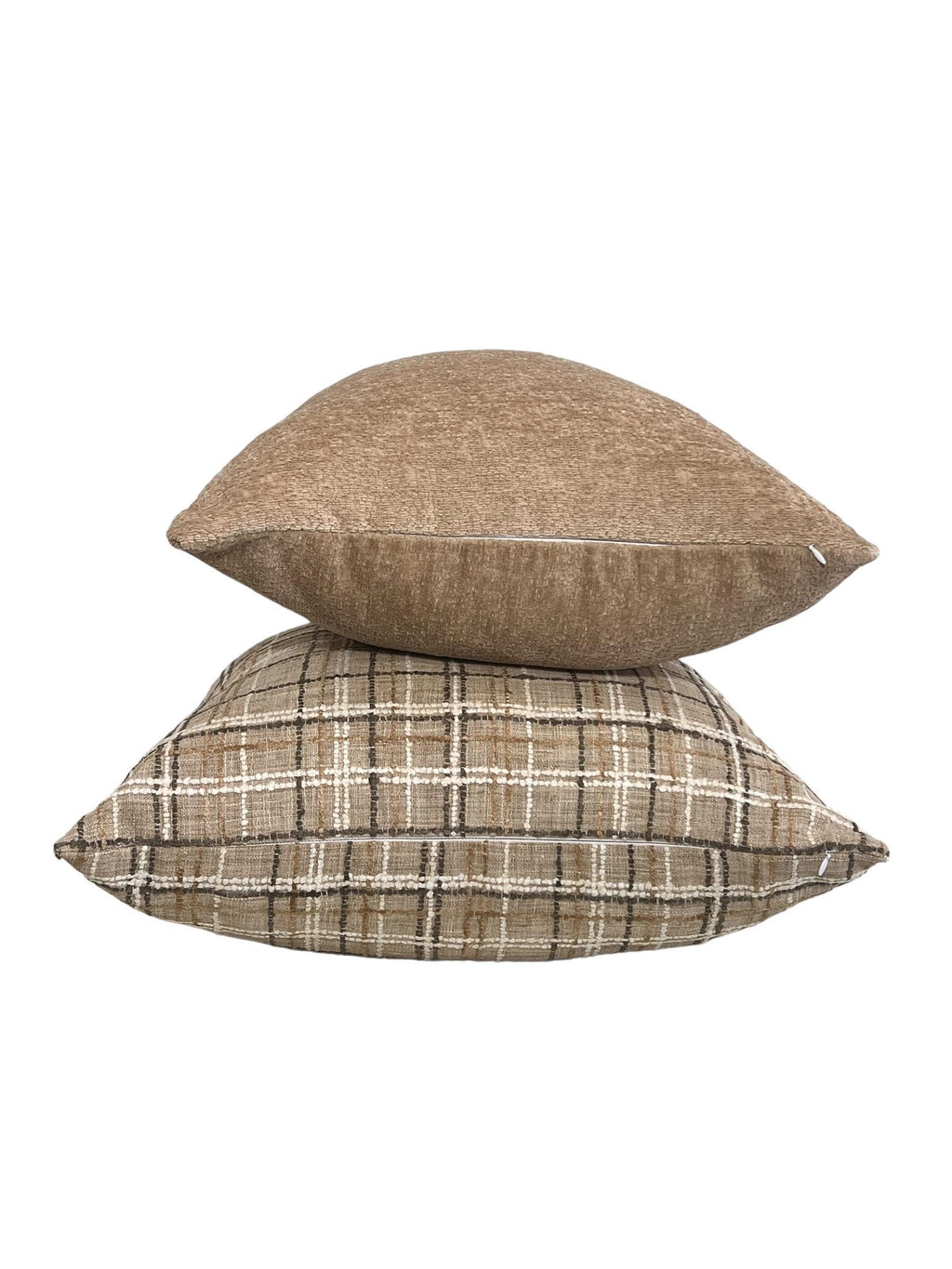 Neutral Pillow Set, Plaid Check and Linen Pillow Set, Throw Pillow Combo, Neutral Farmhouse Throw Pillow Covers, Rustic Accent Pillow Set