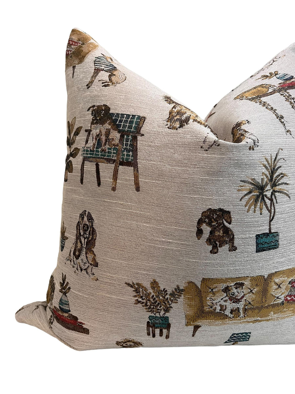 Whimsical Dog Print Pillow Cover, Pet Decor Accent Pillow, Handmade