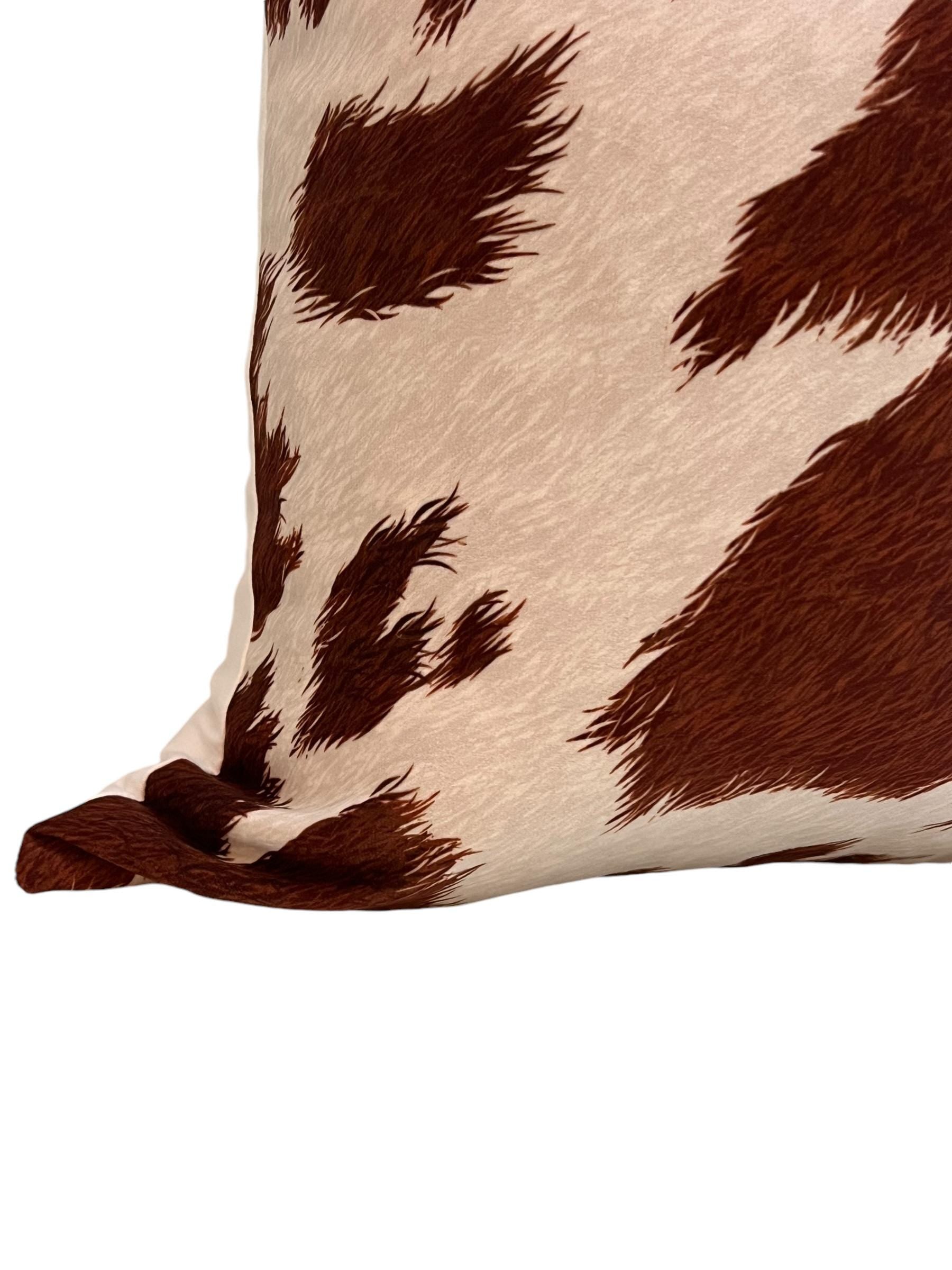 Handmade Cow Print Pillow Cover, Velvet Cowhide Cushion, Farmhouse Decor