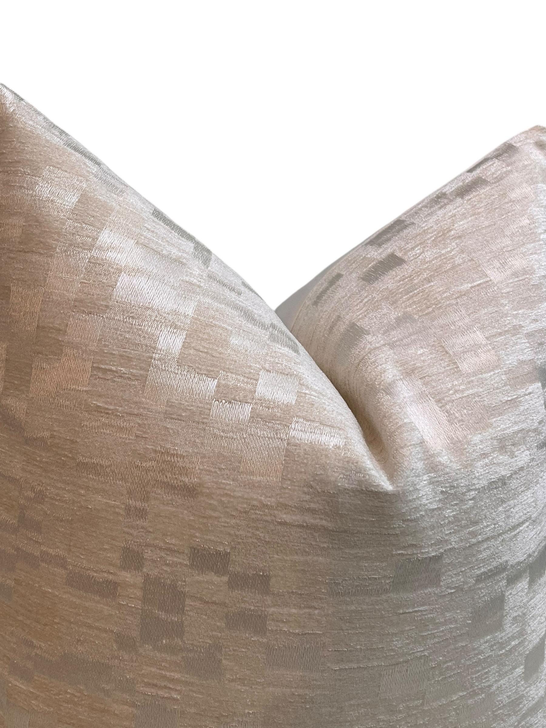 Handmade Textured Cream Pillow Cover, Beige Accent Cushion