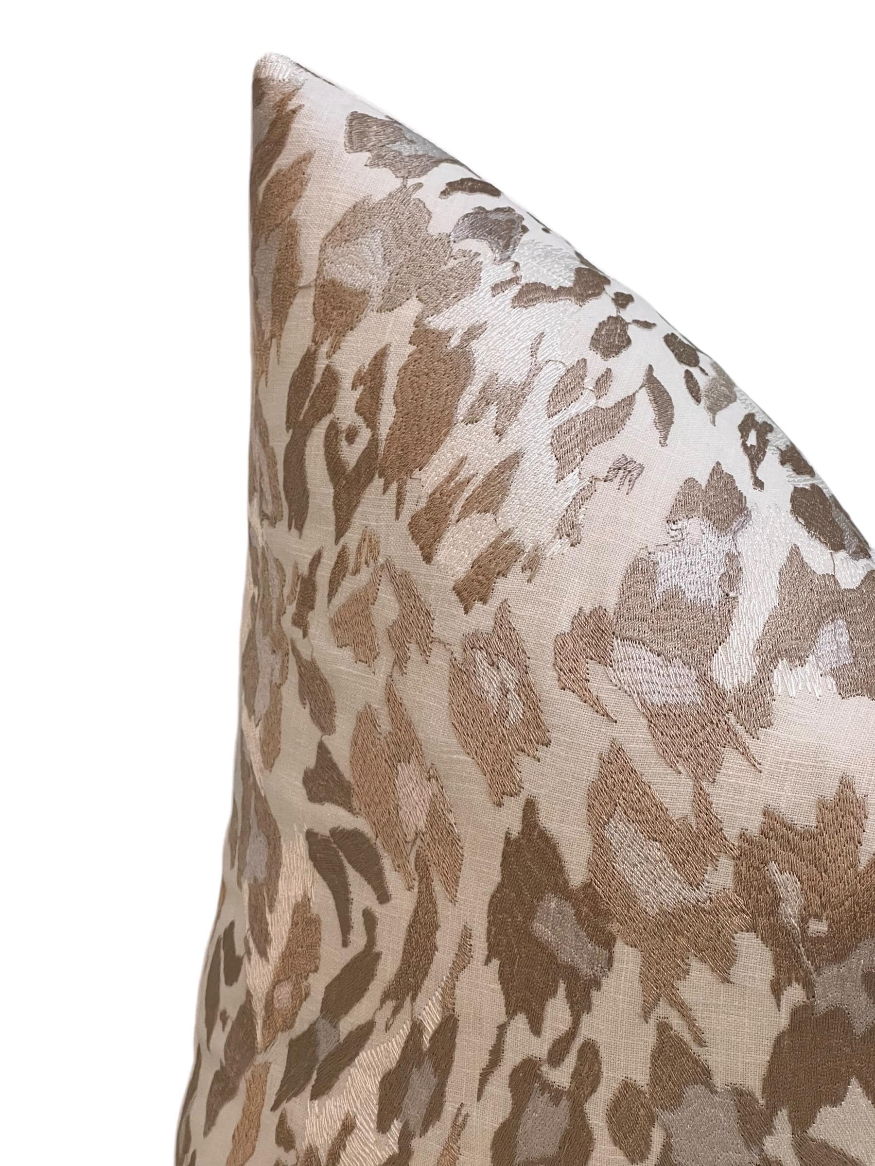 Handmade Leopard Print Pillow Cover, Neutral Animal Print Cushion