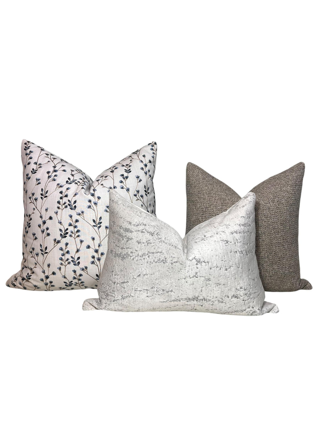 Floral Tweed Throw Pillow Cover Set, Handmade Accent Cushion Combo