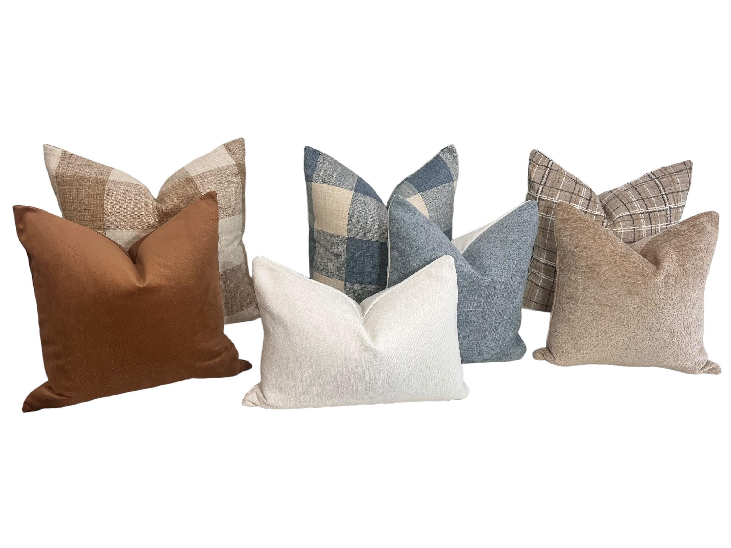 Neutral Throw Pillow Combo, Textured Pillow Cover Set, Sectional Throw Pillow Set, Linen Pillow Set for Couch,  Farmhouse Pillow Collection