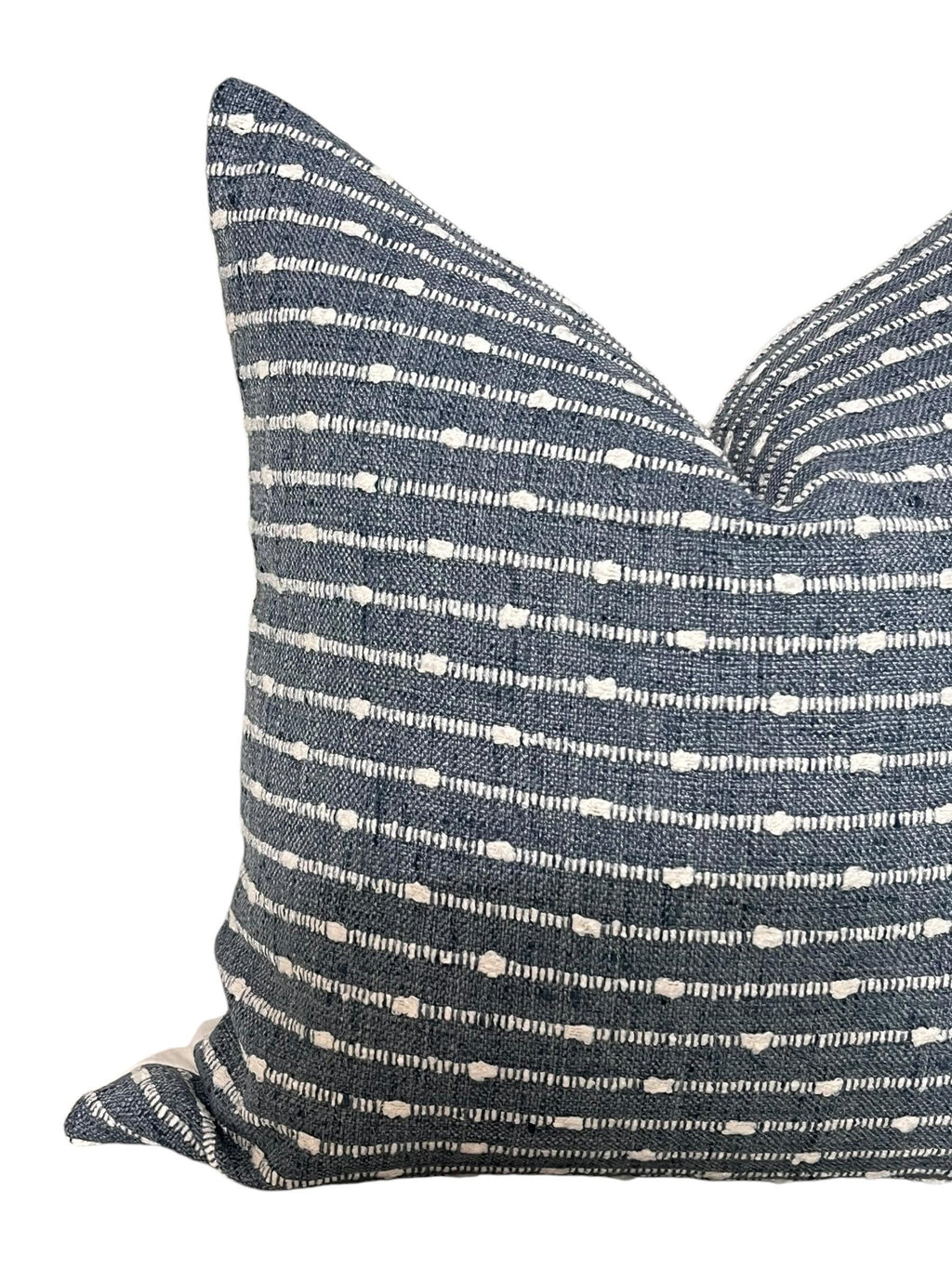 Blue Woven Striped Pillow Cover, Boho Dotted Cushion