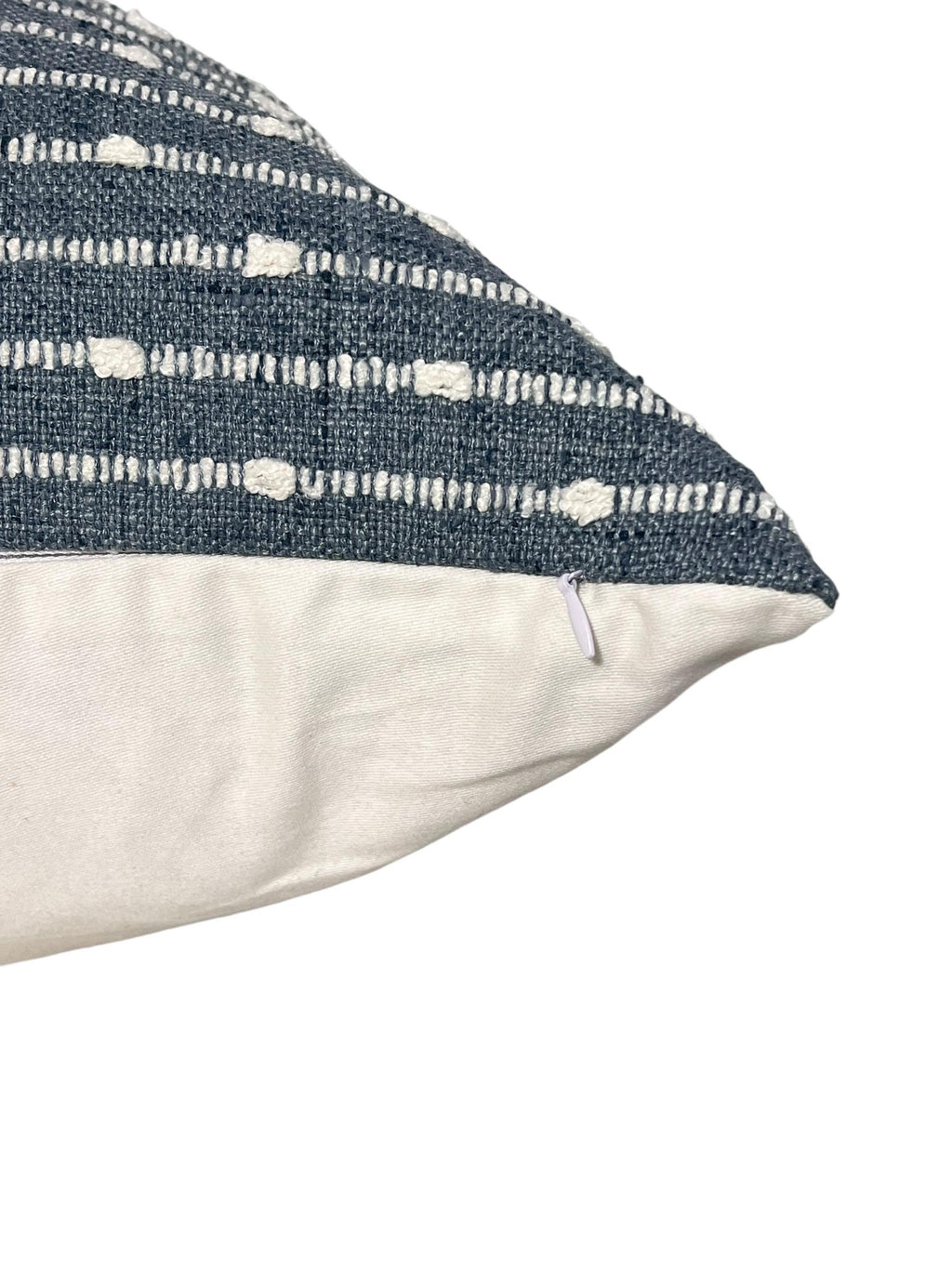 Blue Woven Striped Pillow Cover, Boho Dotted Cushion
