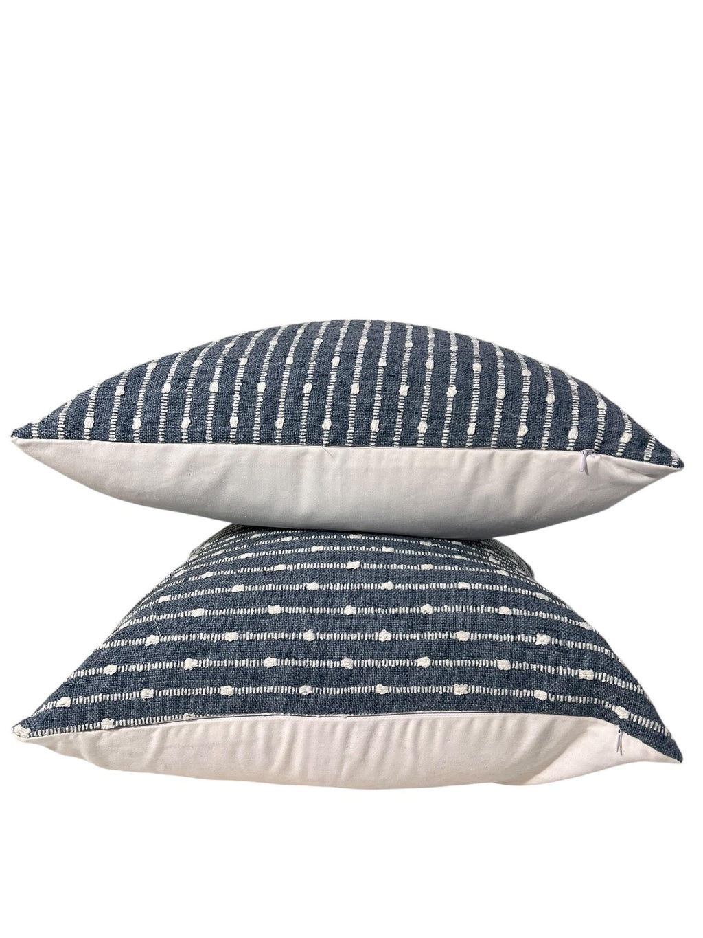 Blue Woven Striped Pillow Cover, Boho Dotted Cushion