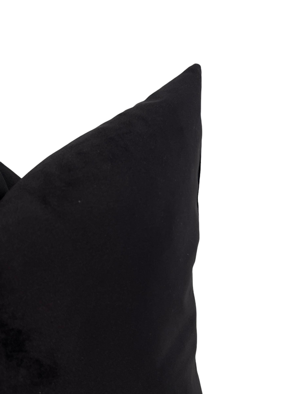 Black Velvet Pillow Cover, Rustic Wooden Button Accent, Handmade