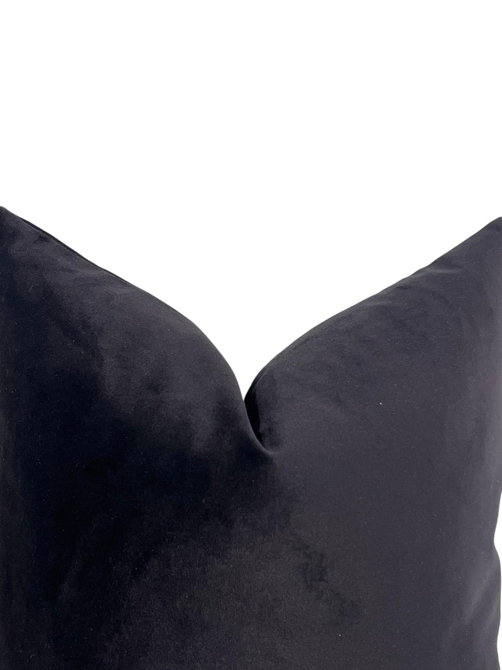 Black Velvet Pillow Cover, Rustic Wooden Button Accent, Handmade