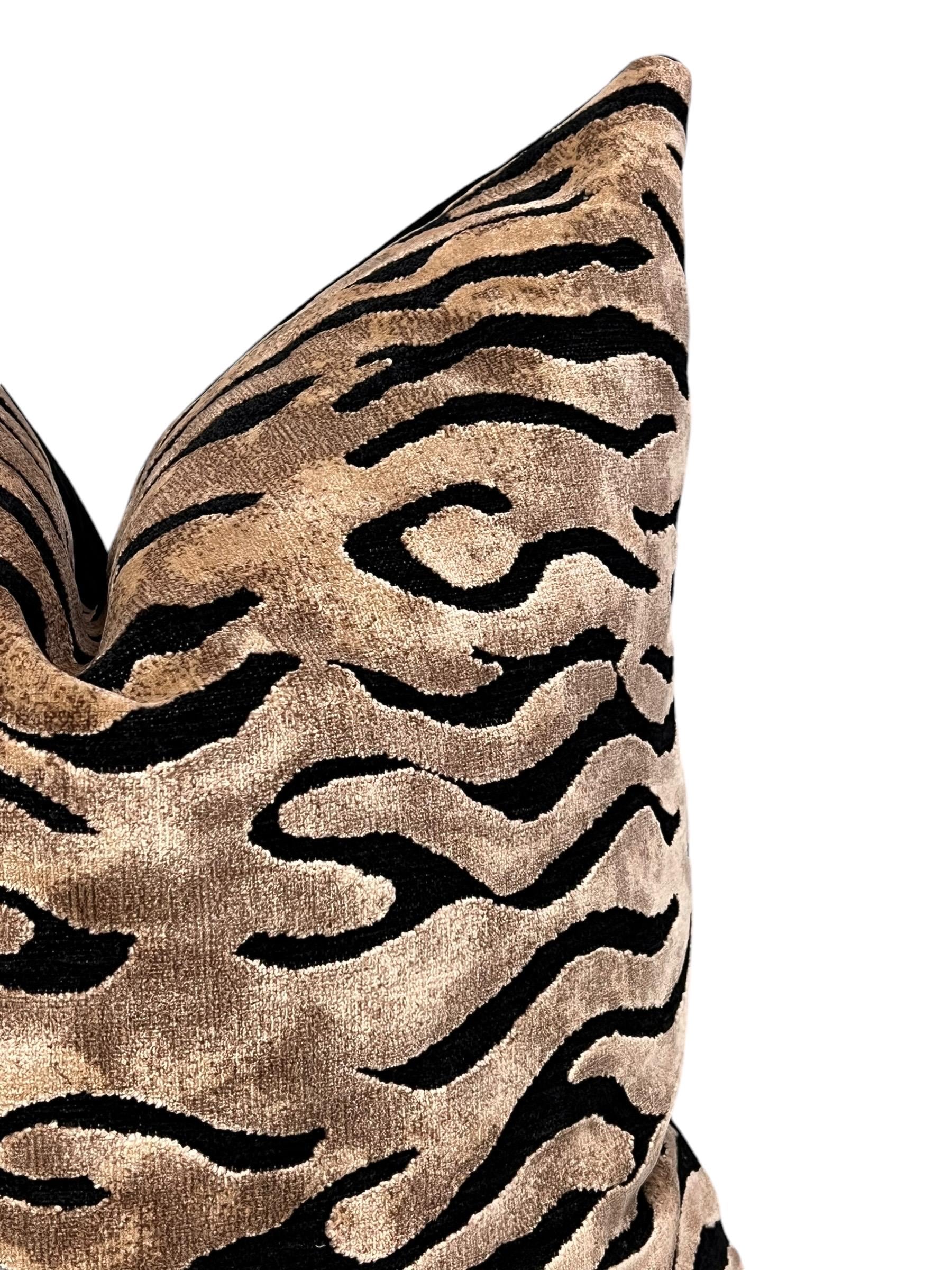 Zebra Print Velvet Pillow Cover, Handmade Safari Throw Pillow