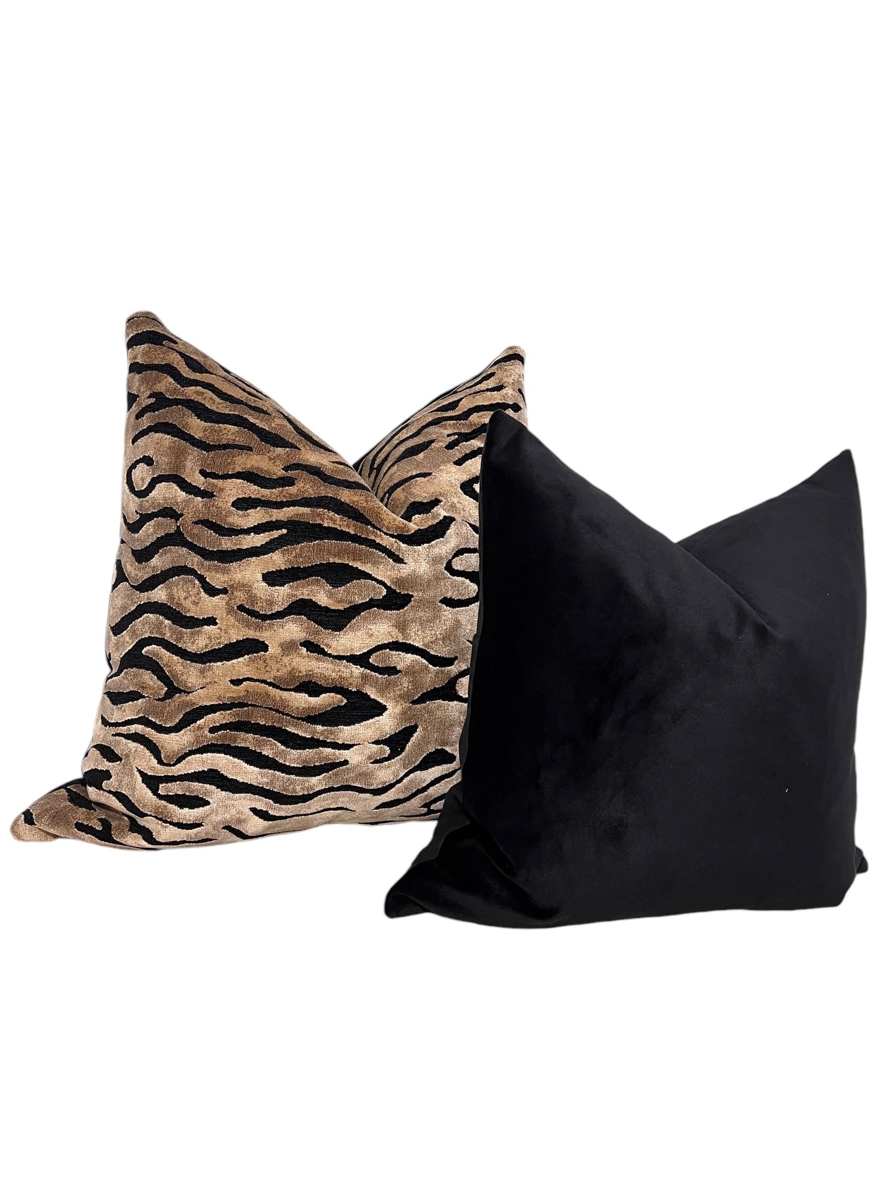 Zebra Print Velvet Pillow Cover, Handmade Safari Throw Pillow