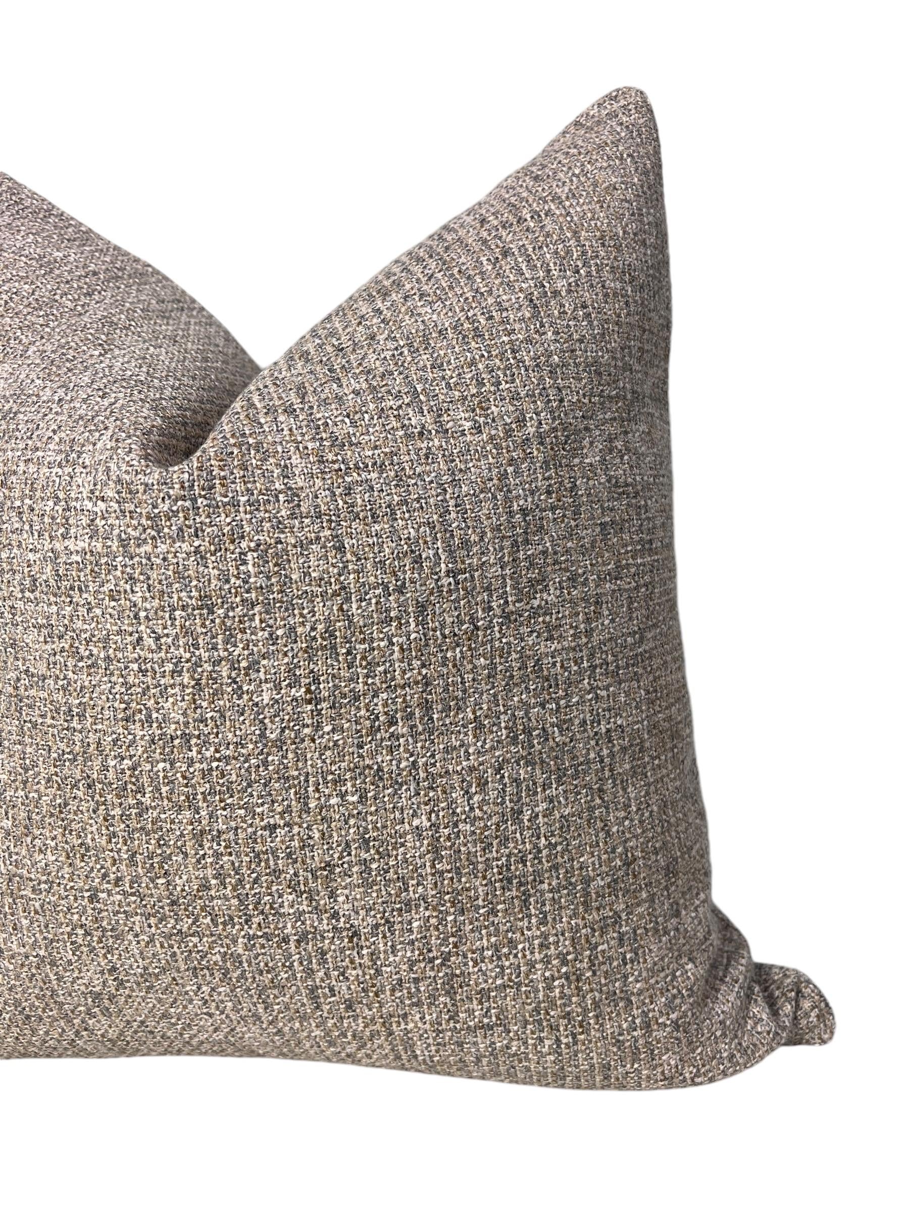 Handmade Tweed Pillow Cover, Beige Brown Woven Accent Cushion
