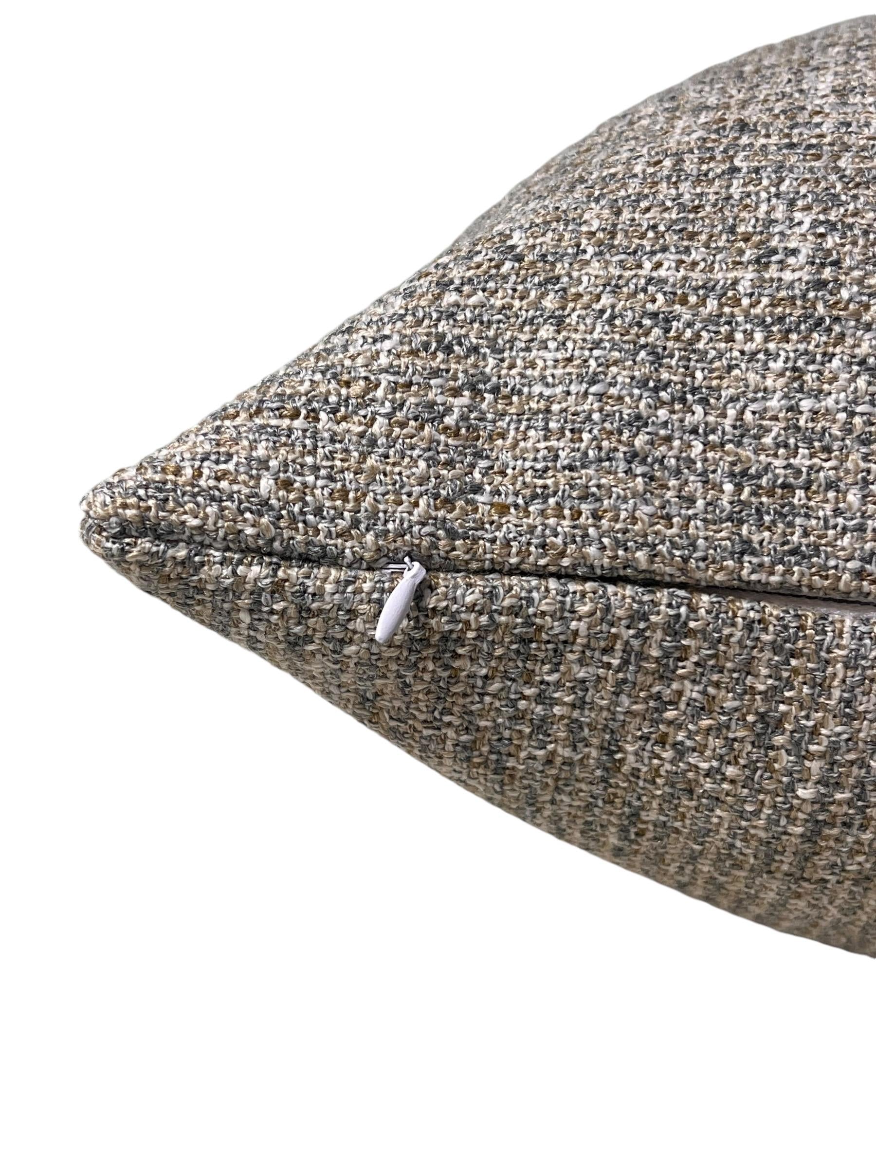 Handmade Tweed Pillow Cover, Beige Brown Woven Accent Cushion