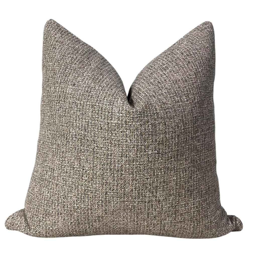 Handmade Tweed Pillow Cover, Beige Brown Woven Accent Cushion