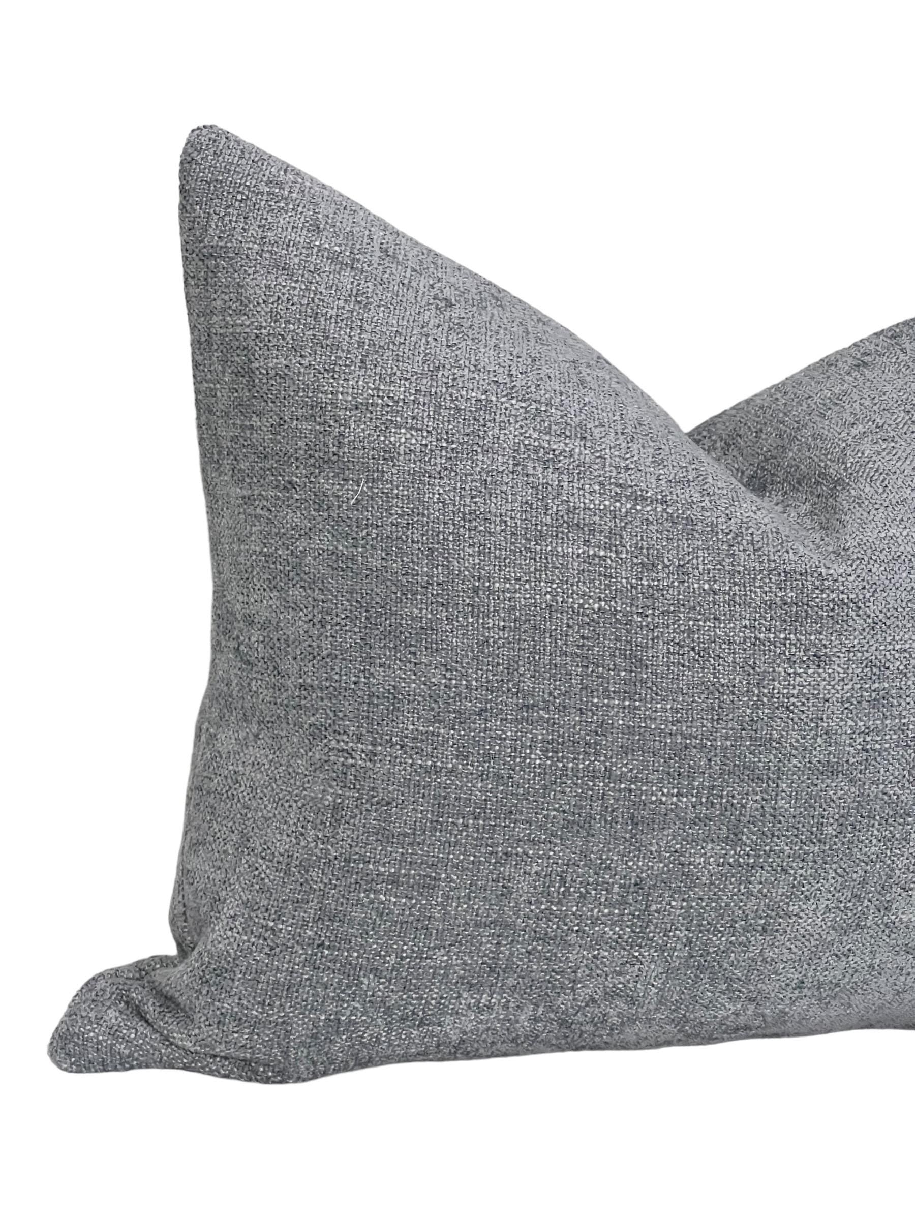 Blue Linen Throw Pillow Cover, Textured Minimalist Cushion