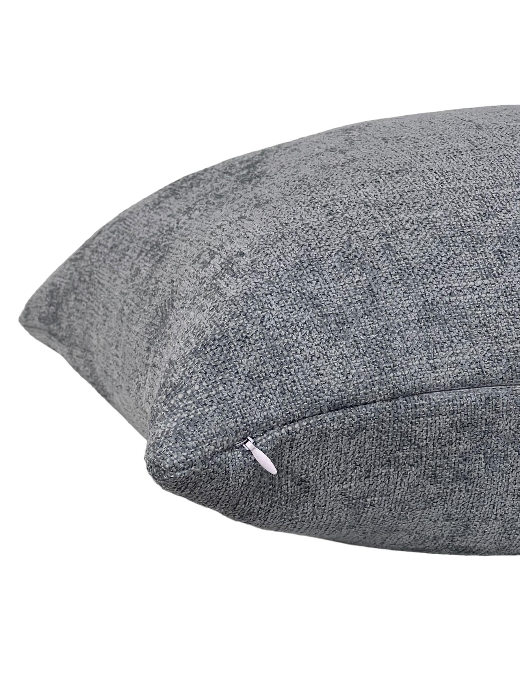 Blue Linen Throw Pillow Cover, Textured Minimalist Cushion