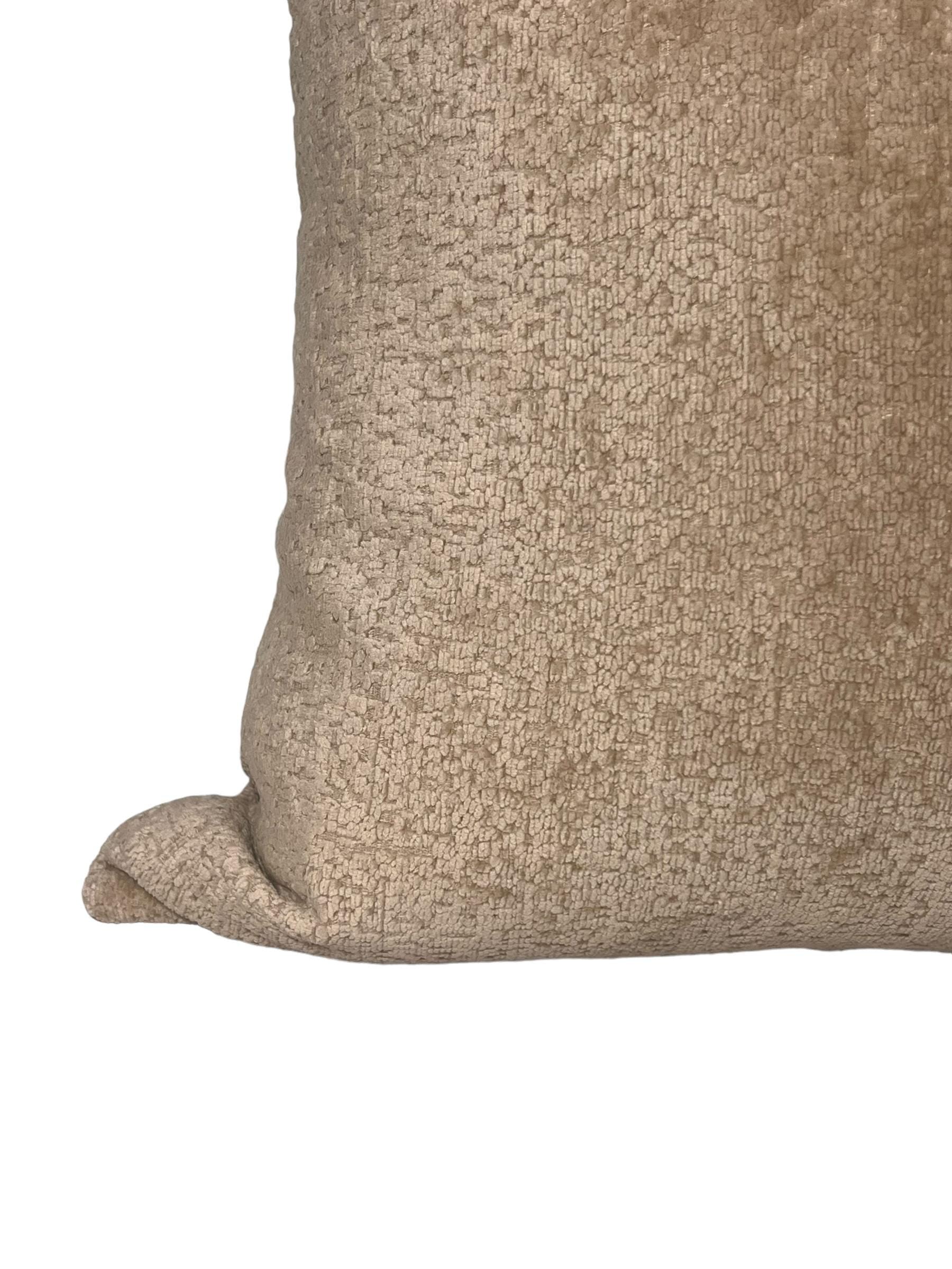 Beige Plaid Linen Pillow Cover Set, Handmade Checkered Cushion