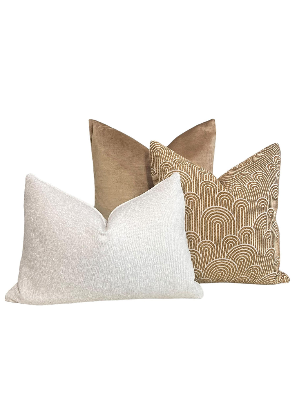 Neutral Pillow Cover Set, Plaid and Textured, Handmade in USA