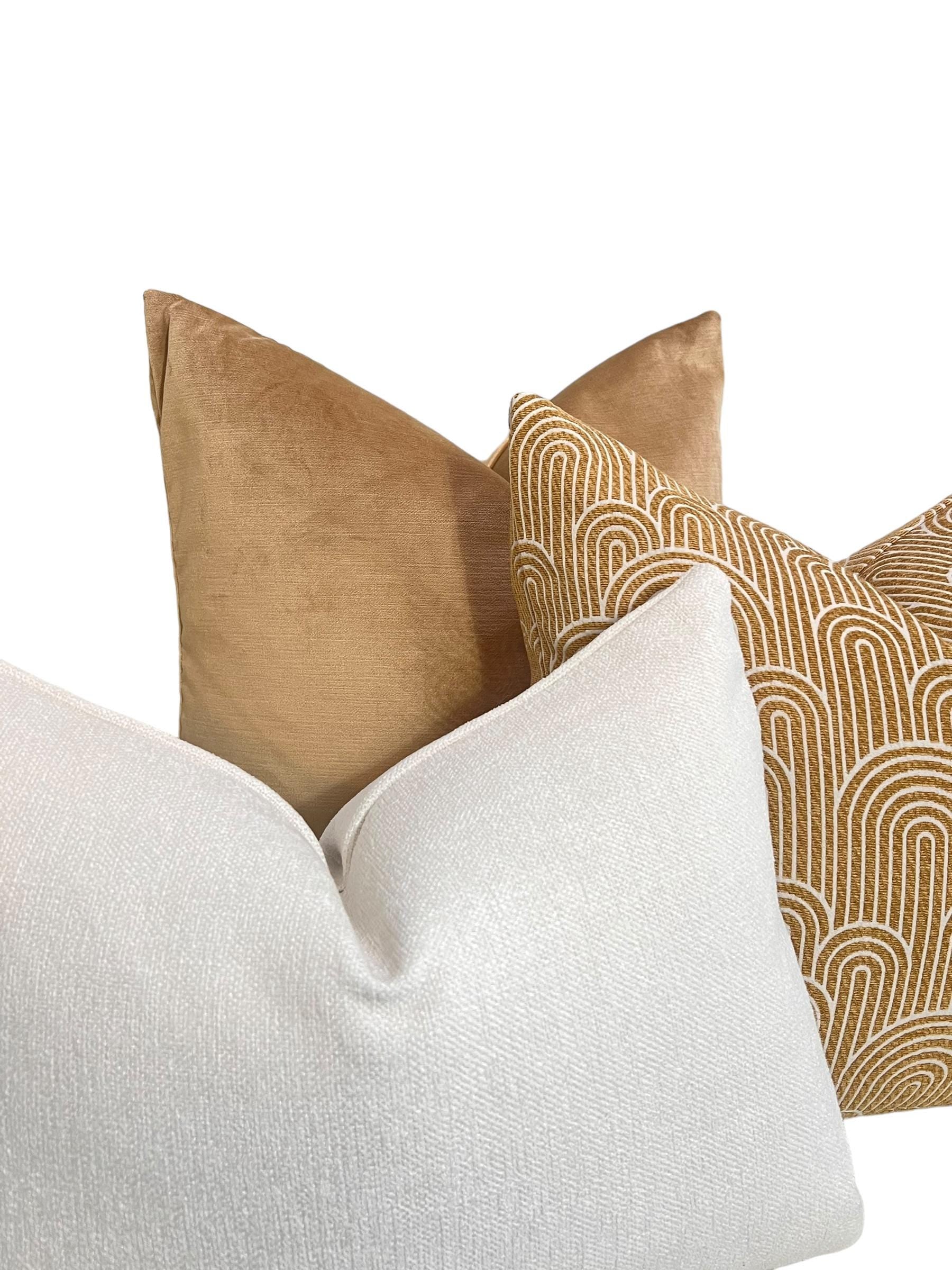 Neutral Pillow Cover Set, Plaid and Textured, Handmade in USA