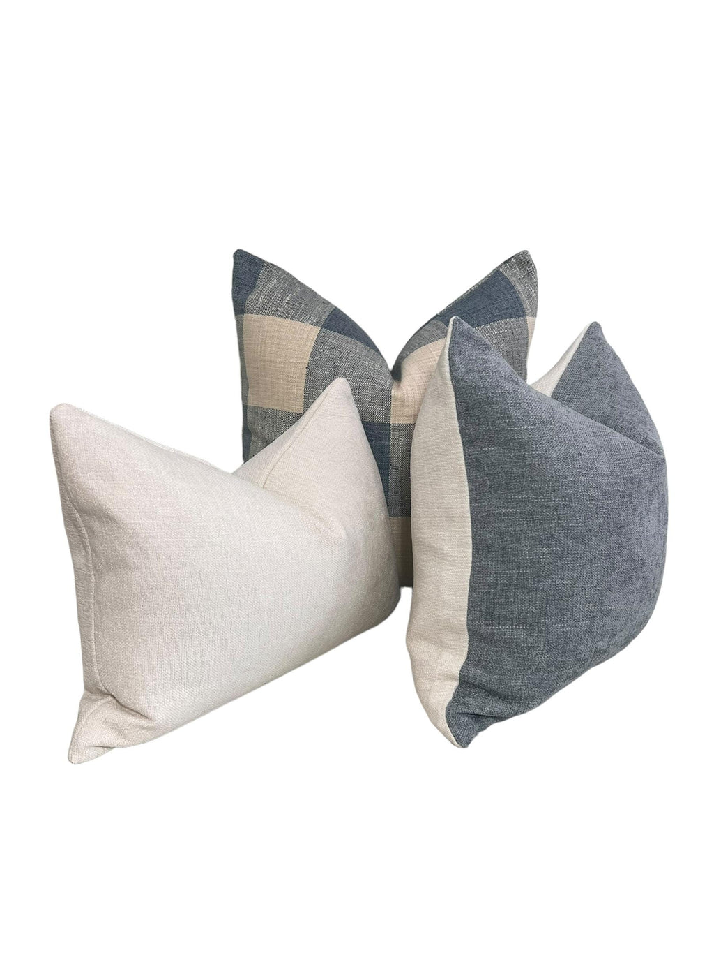 Plaid Pillow Cover Set, Neutral Farmhouse Decor, Handmade in USA