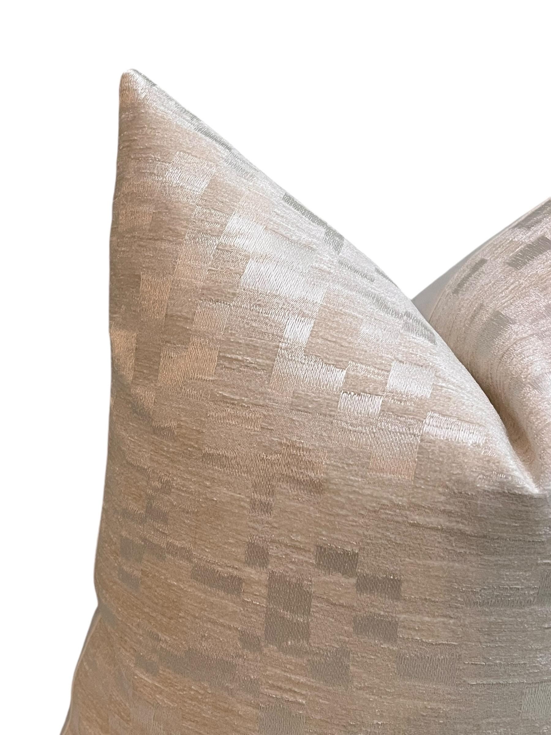 Handmade Textured Cream Pillow Cover, Beige Accent Cushion