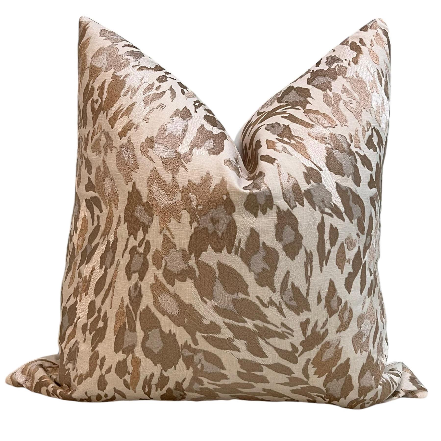 Handmade Leopard Print Pillow Cover, Neutral Animal Print Cushion
