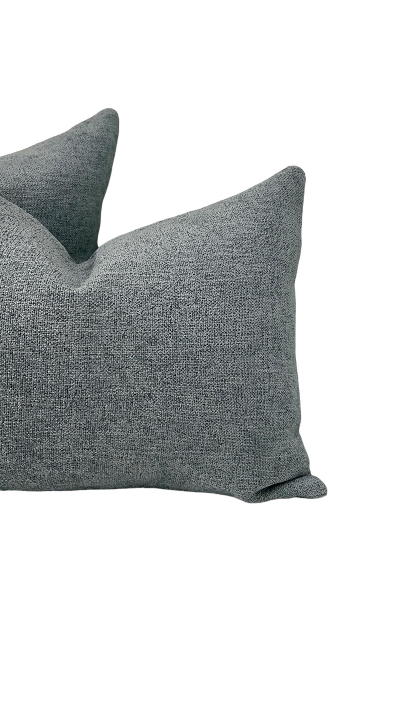 Blue Linen Throw Pillow Cover, Textured Minimalist Cushion