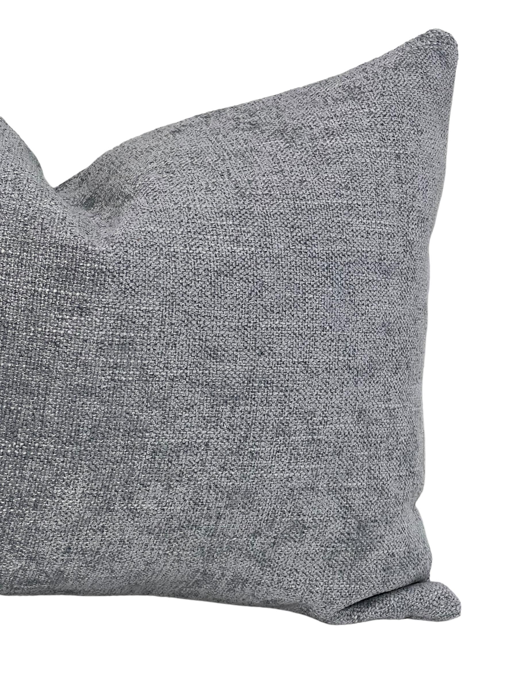 Blue Linen Throw Pillow Cover, Textured Minimalist Cushion