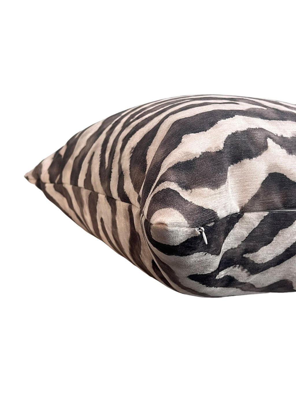 Handmade Beige Zebra Print Pillow Cover, Safari Decor