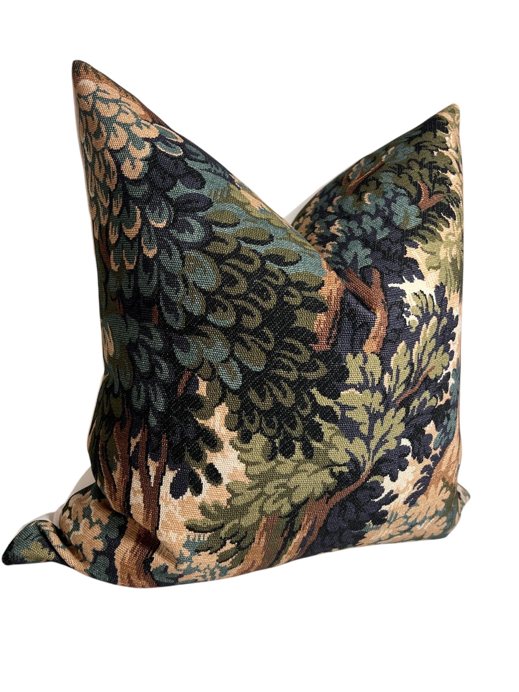 Moody Forest Pillow, Forest Tapestry Pillow, Into the Woods Printed Cotton Pillow, Forest Green Verdure, Jewel Tone Pillow, Somerset Woods